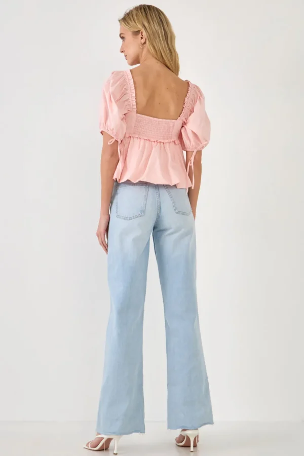 ENDLESS ROSE Tops*- Blouson Baby Doll Top BLUSH