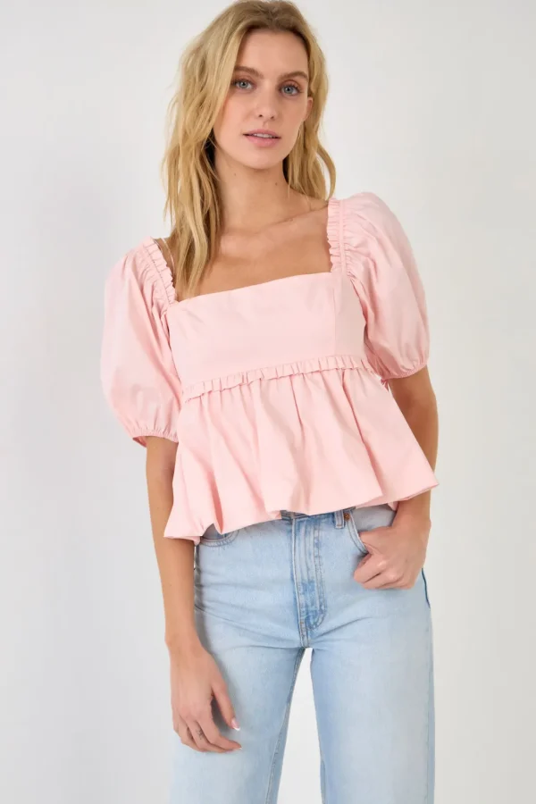 ENDLESS ROSE Tops*- Blouson Baby Doll Top BLUSH