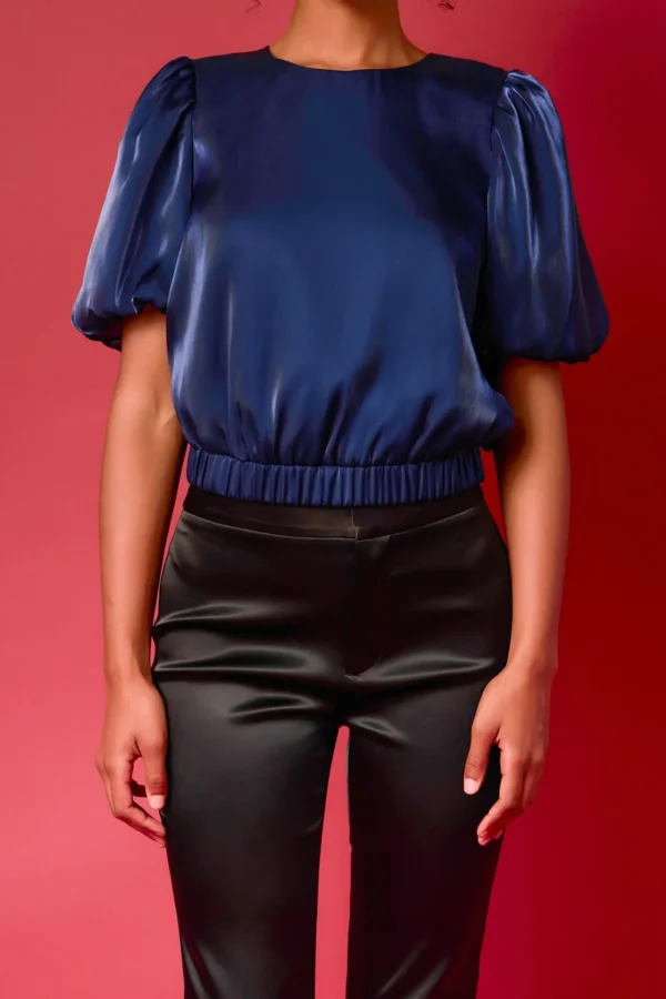 ENDLESS ROSE Tops*- Blouson Sheen Top NAVY