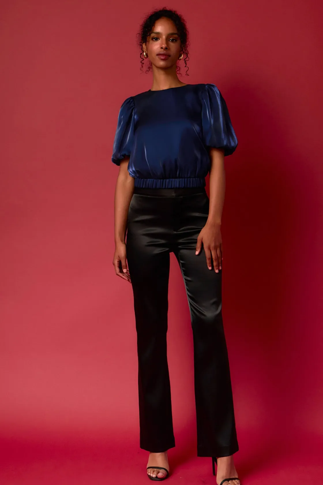 endless_rose__blouson_she_1.webp ENDLESS ROSE Tops*- Blouson Sheen Top NAVY