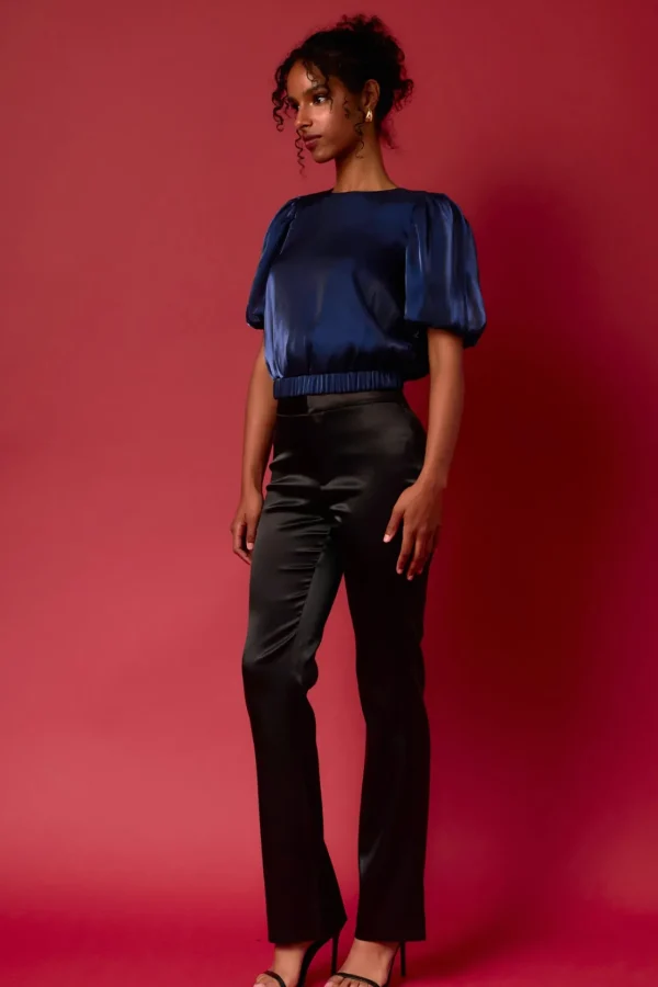 ENDLESS ROSE Tops*- Blouson Sheen Top NAVY
