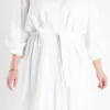 ENDLESS ROSE White Dresses | Tops*- Blouson Sleeve Belted Shirt Dress WHITE