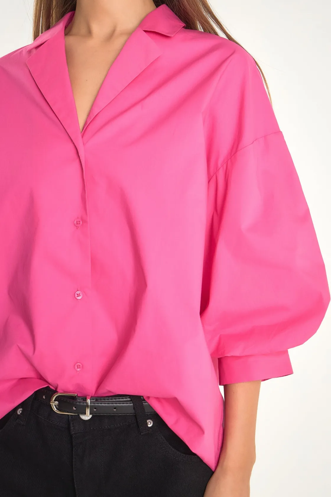 endless_rose__blouson_sle_0.webp ENDLESS ROSE Shirts & Blouses | Tops*- Blouson Sleeve Collared Shirt FUCHSIA
