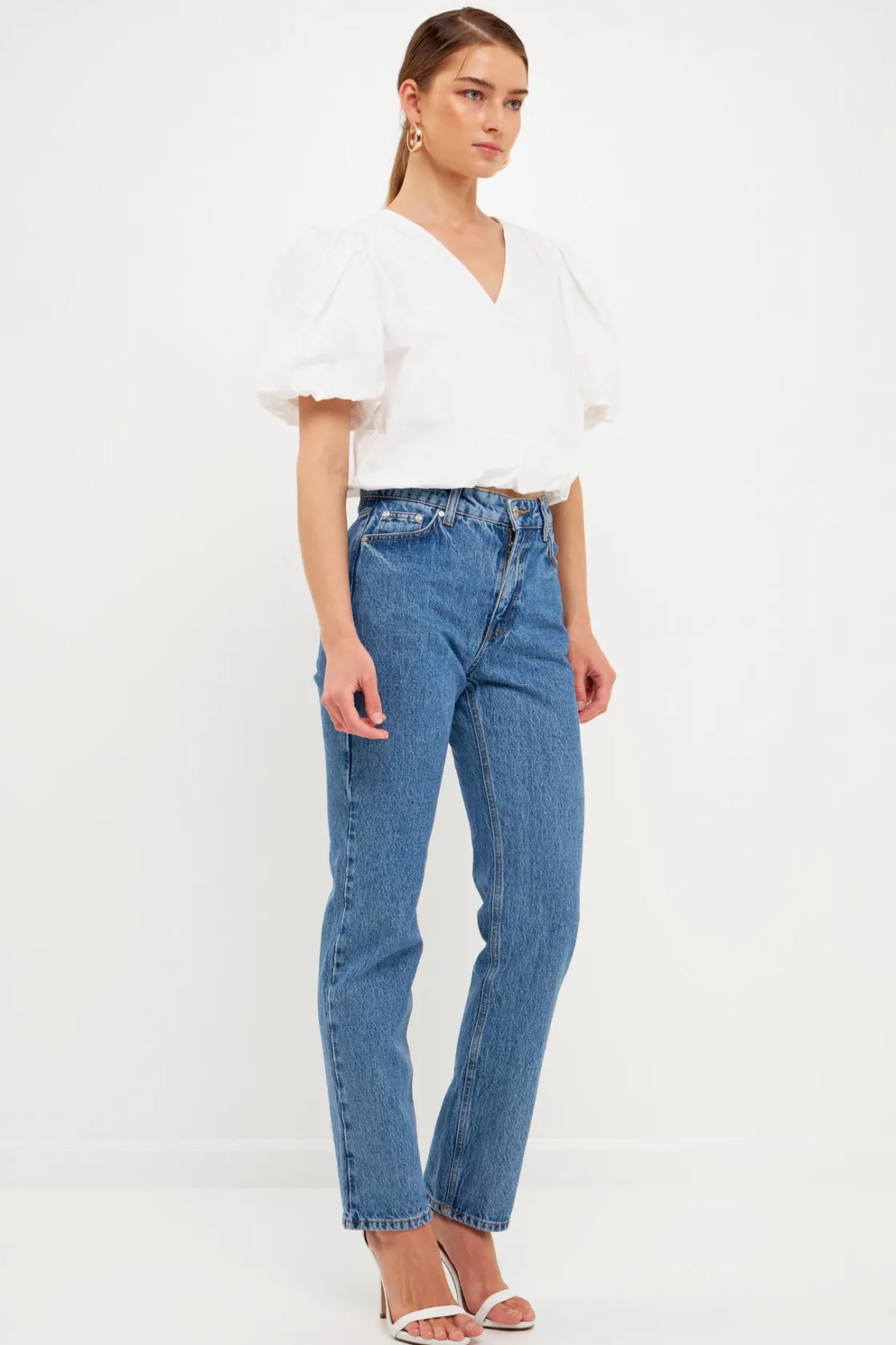 endless_rose__blouson_top_1.webp ENDLESS ROSE Tops*- Blouson Top with Back Spaghetti Closure IVORY