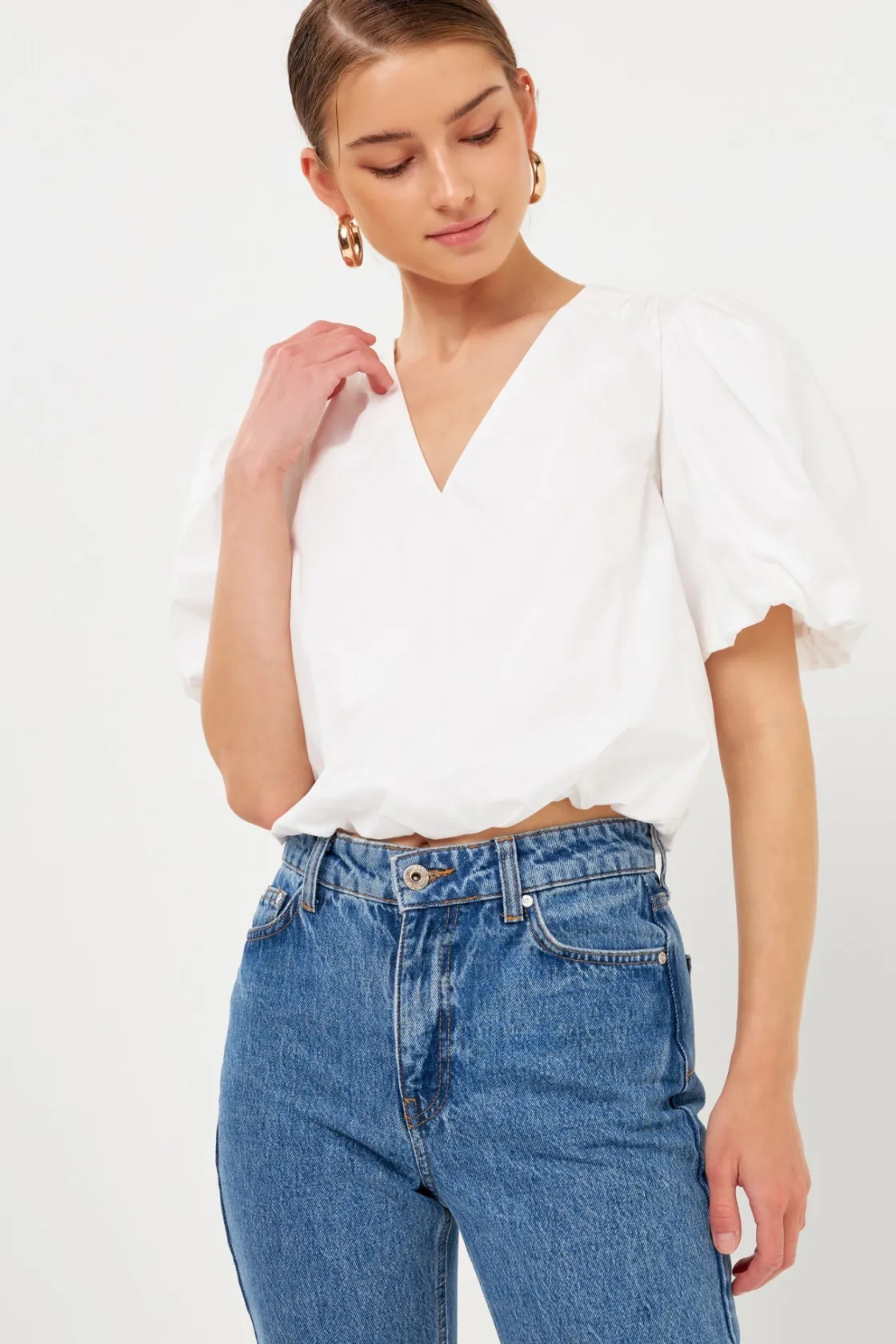 endless_rose__blouson_top_3.webp ENDLESS ROSE Tops*- Blouson Top with Back Spaghetti Closure IVORY