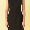 ENDLESS ROSE Tweed Dresses | Tops*- Boat Neck Tweed Mini Dress BLACK