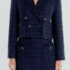 ENDLESS ROSE Jackets & Coats | Tops*- Boucle Tweed Double Breast Jacket NAVY