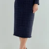 ENDLESS ROSE Skirts | Tops*- Boucle Tweed Trimmed Midi Skirt NAVY