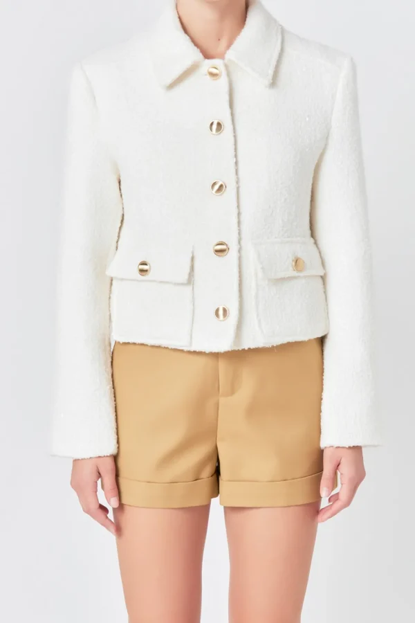 ENDLESS ROSE Jackets & Coats | Tops*- Boucle Tweed Jacket CREAM
