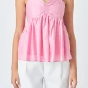 ENDLESS ROSE Tops*- Bow Accent Top PINK