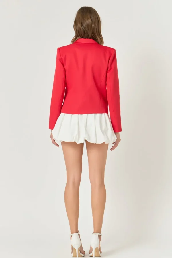 ENDLESS ROSE Blazers | Tops*- Bow Contrast Blazer RED