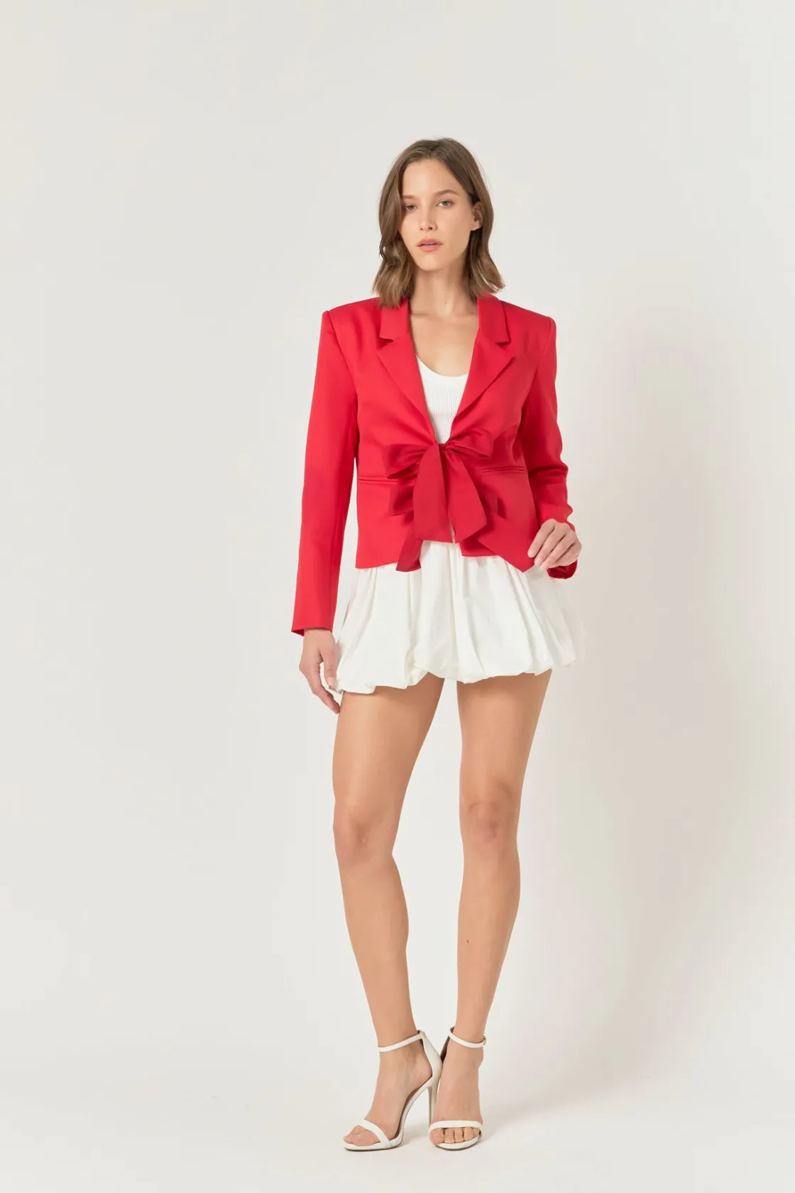 endless_rose__bow_contras_3.webp ENDLESS ROSE Blazers | Tops*- Bow Contrast Blazer RED