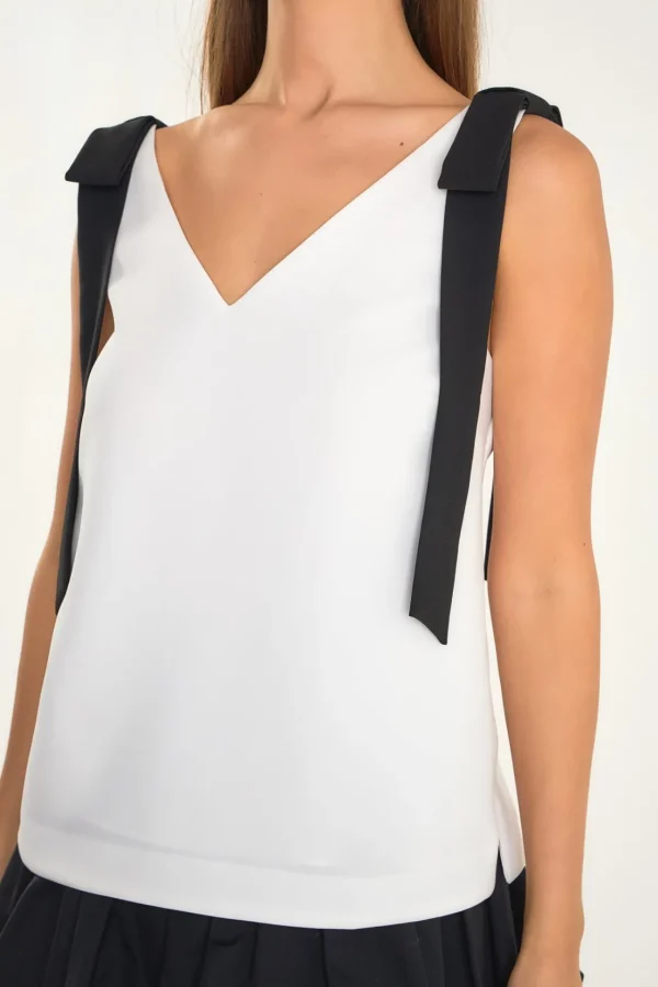ENDLESS ROSE Tops*- Bow Detailed Top OFFWHITE