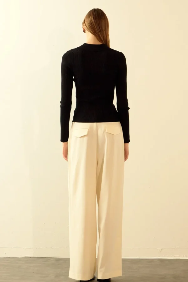 ENDLESS ROSE Tops*- Bow Knit Top BLACK