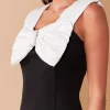 ENDLESS ROSE Little Black Dress | Tops*- Bow Mini Dress BLACK/WHITE