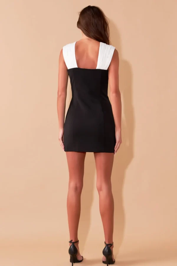 ENDLESS ROSE Little Black Dress | Tops*- Bow Mini Dress BLACK/WHITE