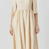 ENDLESS ROSE Tops*- Bow Shoulder Tie Midi Dress NUDE