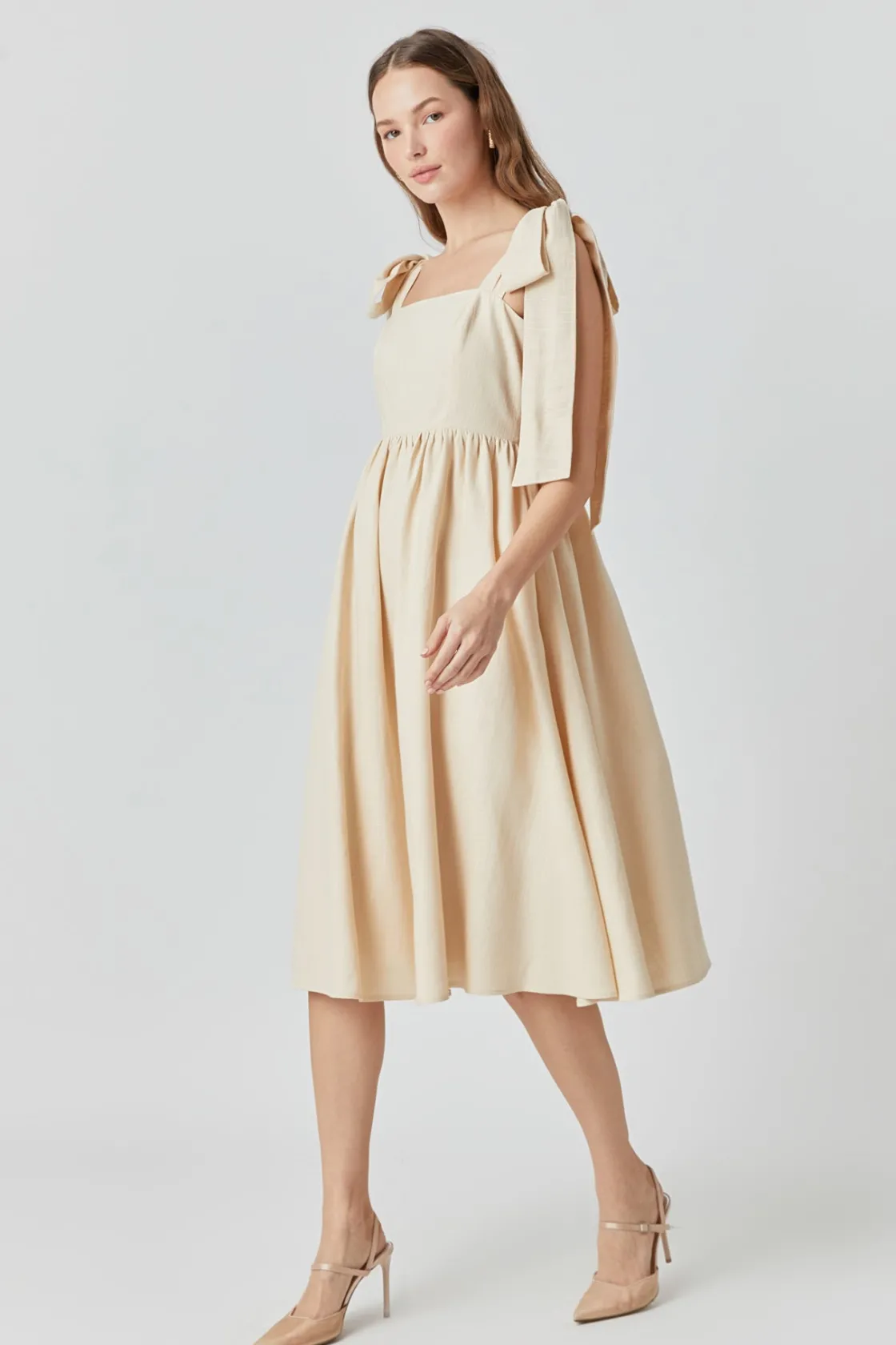 endless_rose__bow_shoulde_1-1.webp ENDLESS ROSE Tops*- Bow Shoulder Tie Midi Dress NUDE