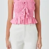 ENDLESS ROSE Tops*- Bow Smocked Top PINK