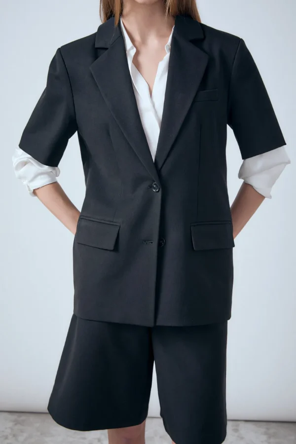 ENDLESS ROSE Matching Sets | Blazers*- Brynn Single Breasted Short Sleeve Blazer BLACK