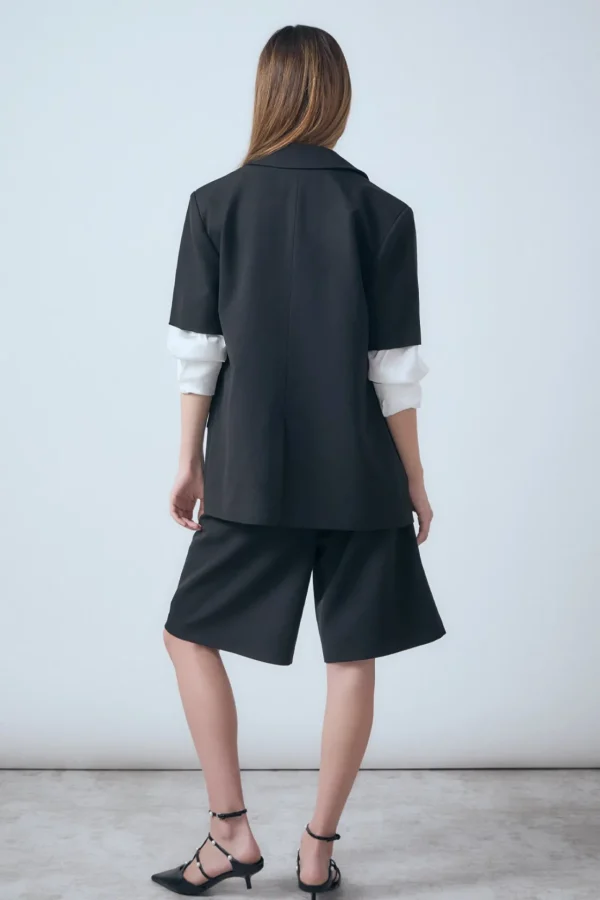 ENDLESS ROSE Matching Sets | Blazers*- Brynn Single Breasted Short Sleeve Blazer BLACK