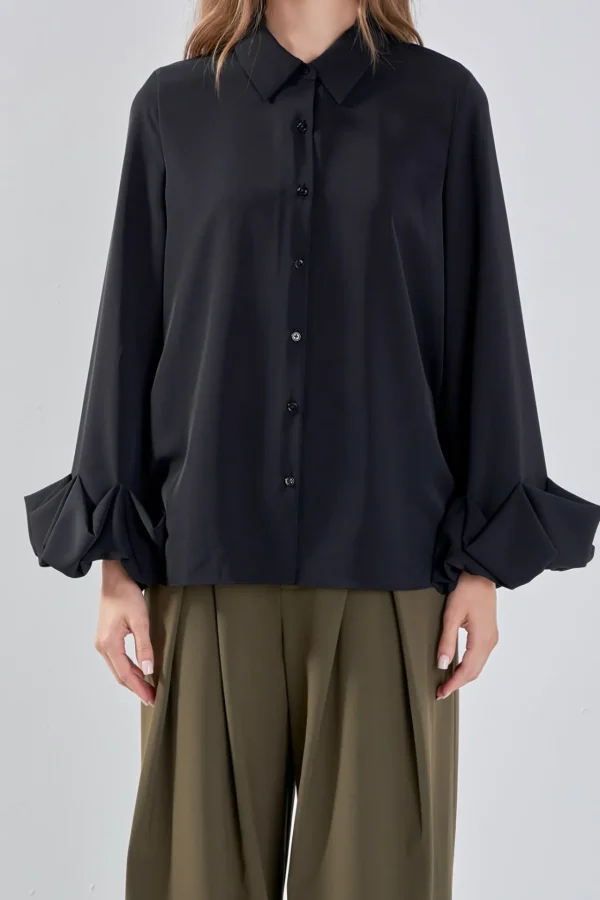 ENDLESS ROSE Shirts & Blouses | Tops*- Bubble Accent Dress Shirt