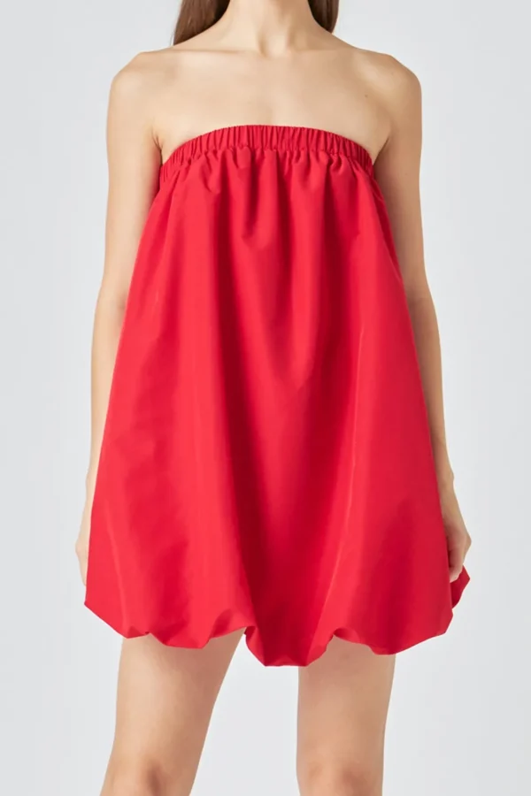 ENDLESS ROSE Strapless | Tops*- Bubble Mini Dress RED