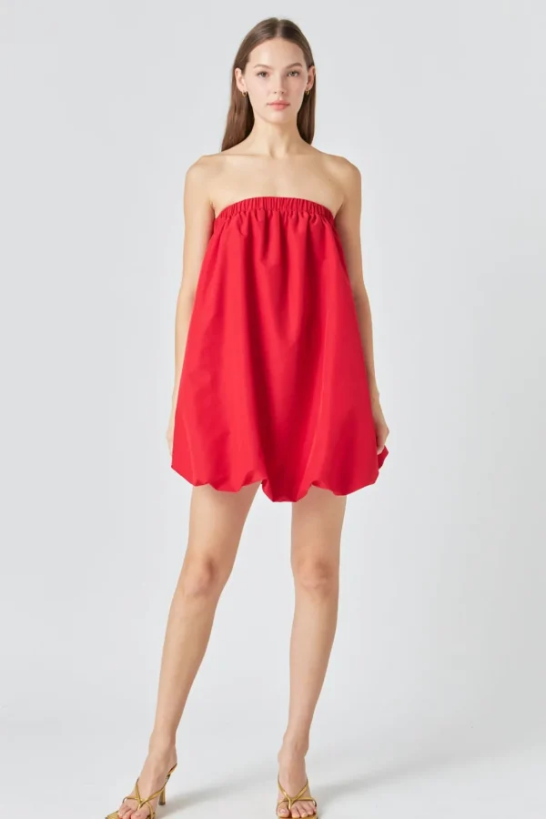 ENDLESS ROSE Strapless | Tops*- Bubble Mini Dress RED