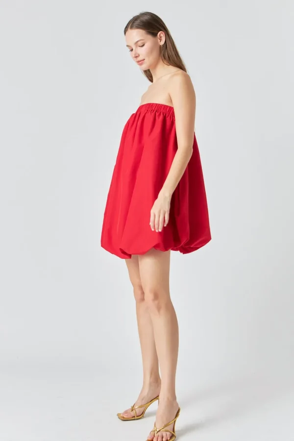 ENDLESS ROSE Strapless | Tops*- Bubble Mini Dress RED