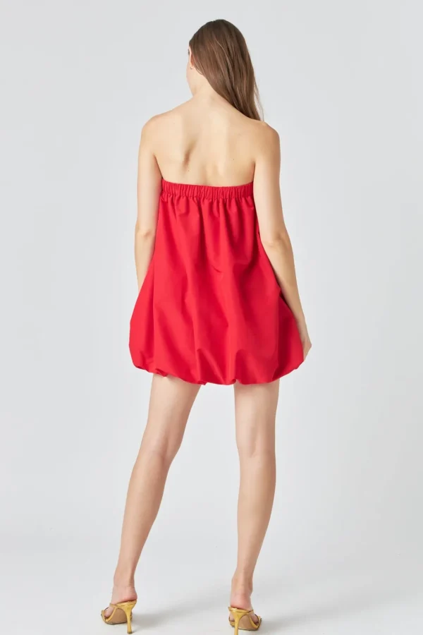 ENDLESS ROSE Strapless | Tops*- Bubble Mini Dress RED