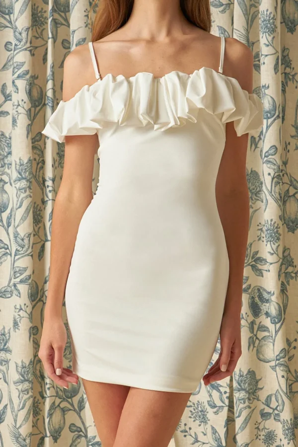 ENDLESS ROSE White Dresses | Bodycon Dresses*- Bubble Off Shoulder Mini Dress WHITE