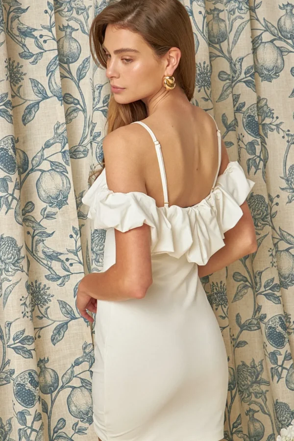 ENDLESS ROSE White Dresses | Bodycon Dresses*- Bubble Off Shoulder Mini Dress WHITE