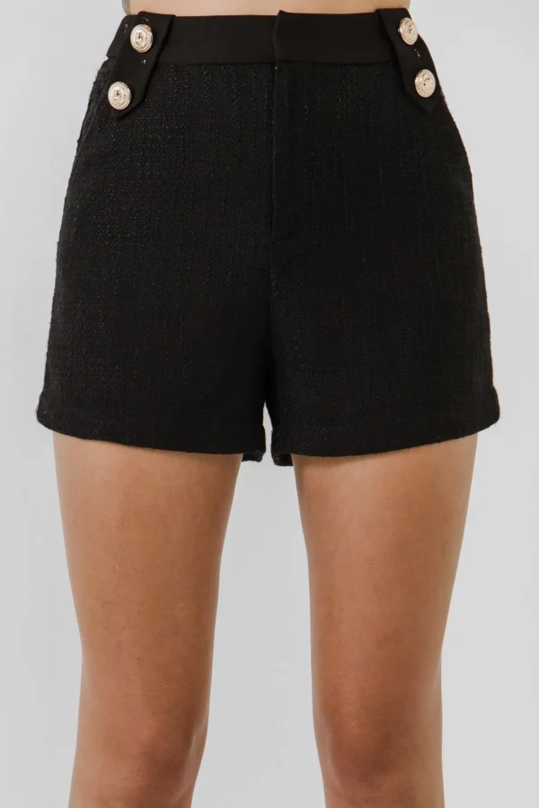 ENDLESS ROSE Shorts & Skorts | Tops*- Button Detail Shorts BLACK