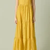 ENDLESS ROSE Tops*- Button Detail Tiered Maxi Dress