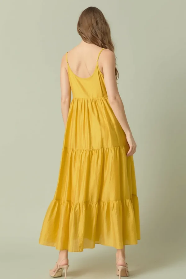 ENDLESS ROSE Tops*- Button Detail Tiered Maxi Dress