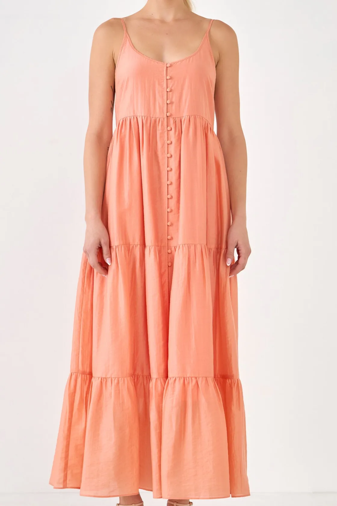 endless_rose__button_deta_5.webp ENDLESS ROSE Tops*- Button Detail Tiered Maxi Dress