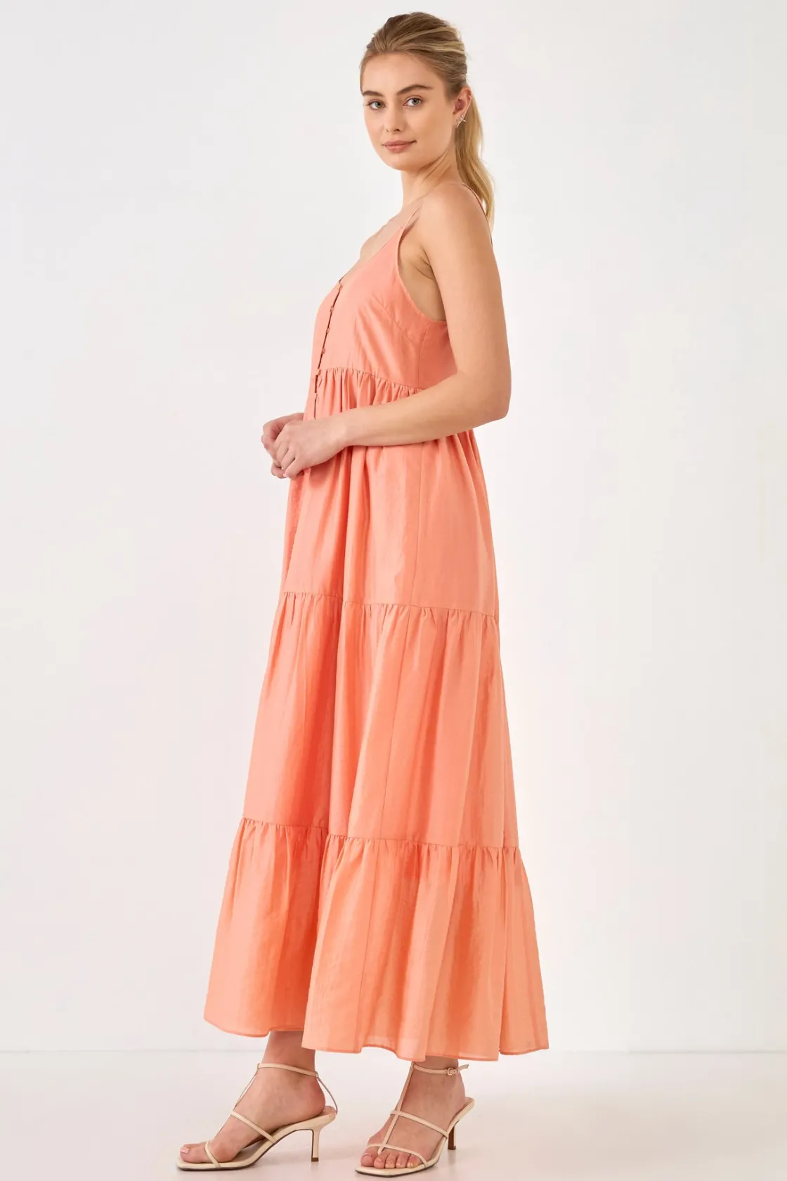 endless_rose__button_deta_6.webp ENDLESS ROSE Tops*- Button Detail Tiered Maxi Dress