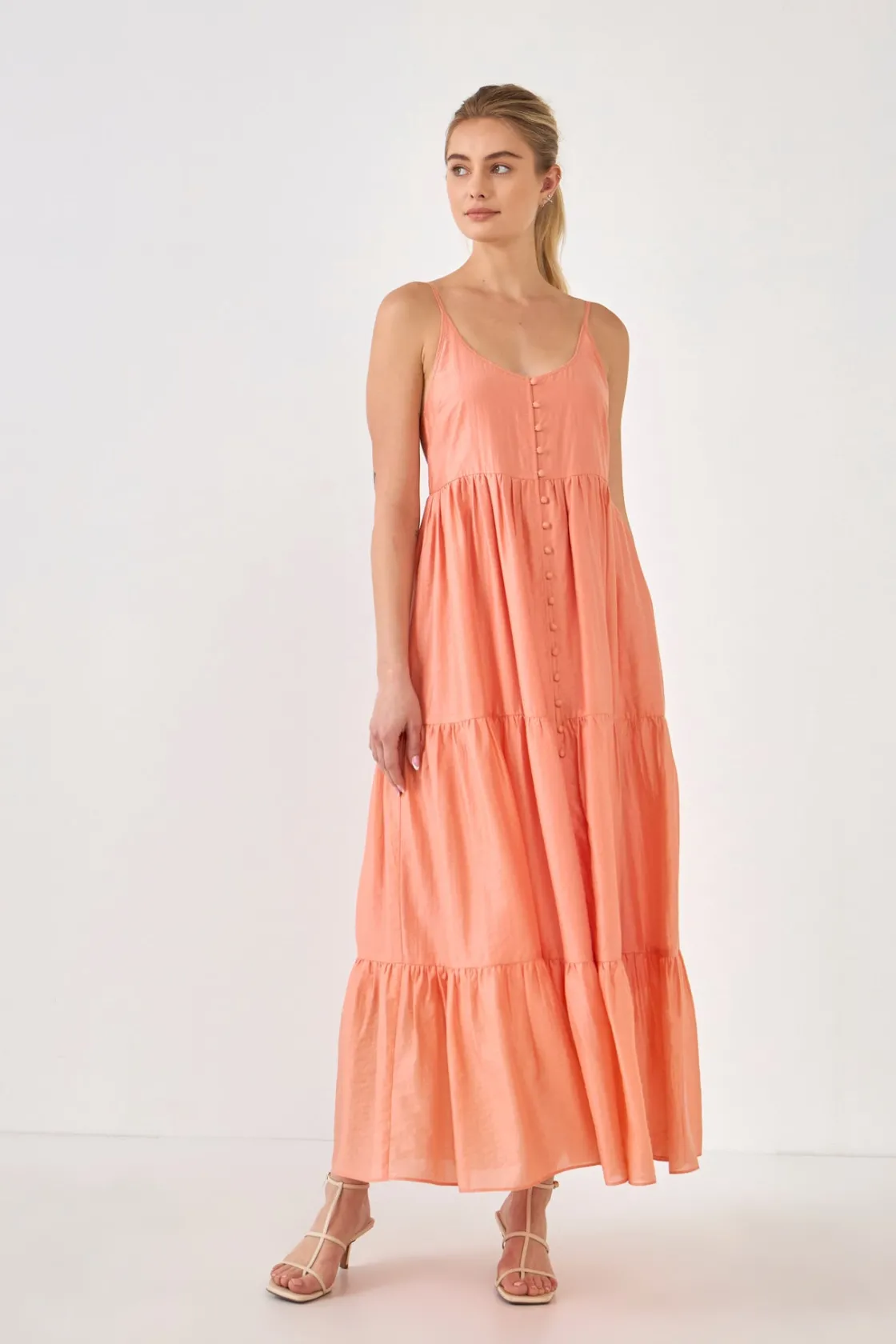 endless_rose__button_deta_8.webp ENDLESS ROSE Tops*- Button Detail Tiered Maxi Dress