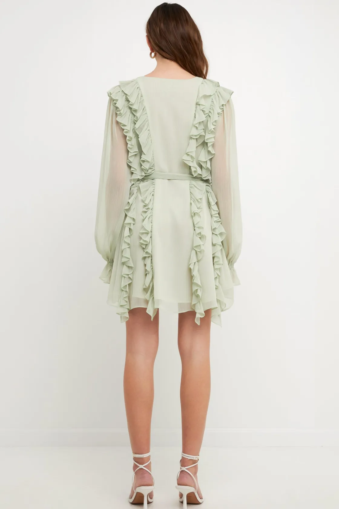 endless_rose__button_down_2.webp ENDLESS ROSE Tops*- Button Down Ruffle Mini Dress PISTACHIO