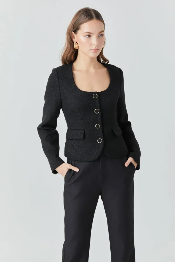ENDLESS ROSE Jackets & Coats | Tops*- Button Up Tweed Jacket