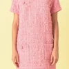 ENDLESS ROSE Tweed Dresses | Tops*- Buttoned Tweed Shift Dress PINK