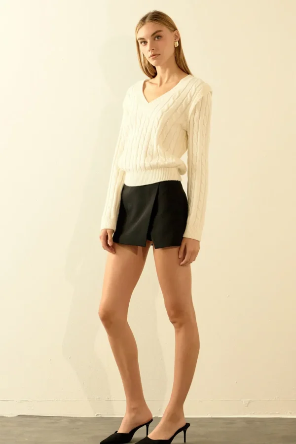 ENDLESS ROSE Sweaters & Knits | Tops*- Cable Knit Ribbed Sweater IVORY