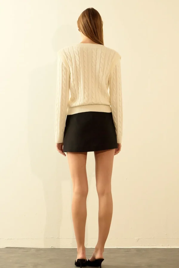 ENDLESS ROSE Sweaters & Knits | Tops*- Cable Knit Ribbed Sweater IVORY