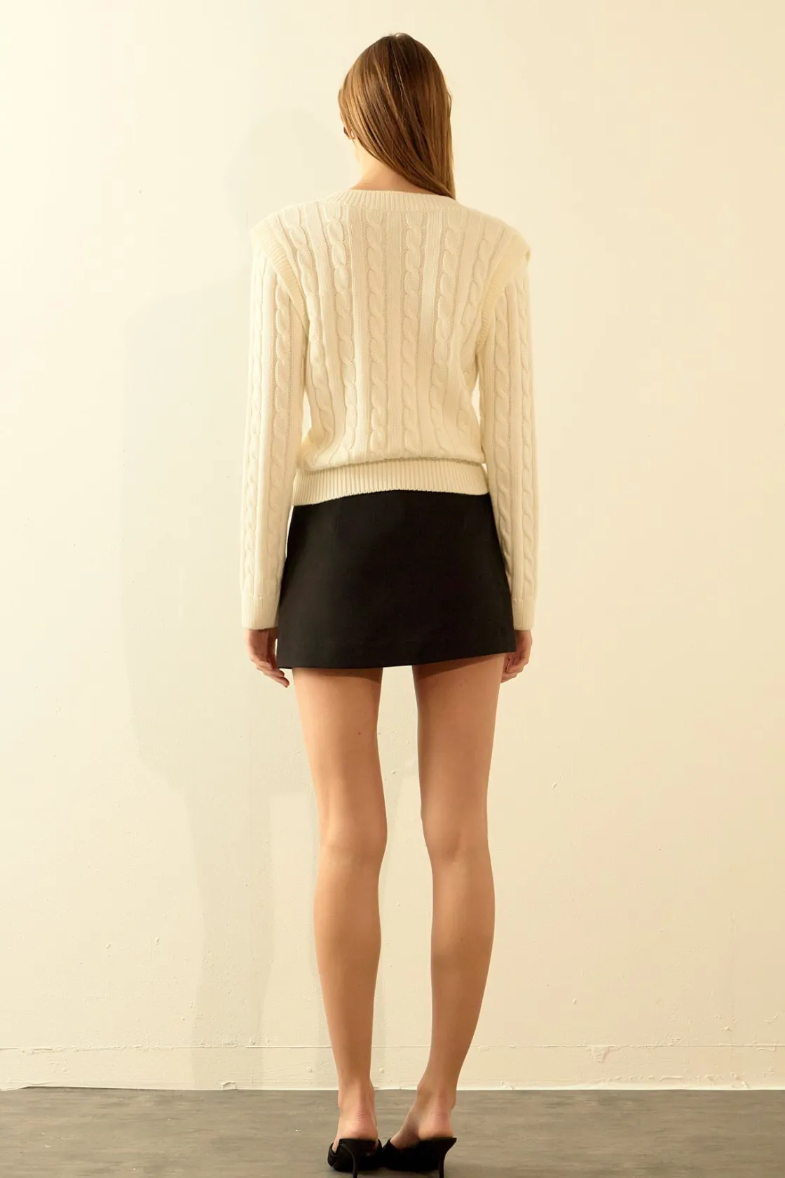endless_rose__cable_knit__2-3.webp ENDLESS ROSE Sweaters & Knits | Tops*- Cable Knit Ribbed Sweater IVORY