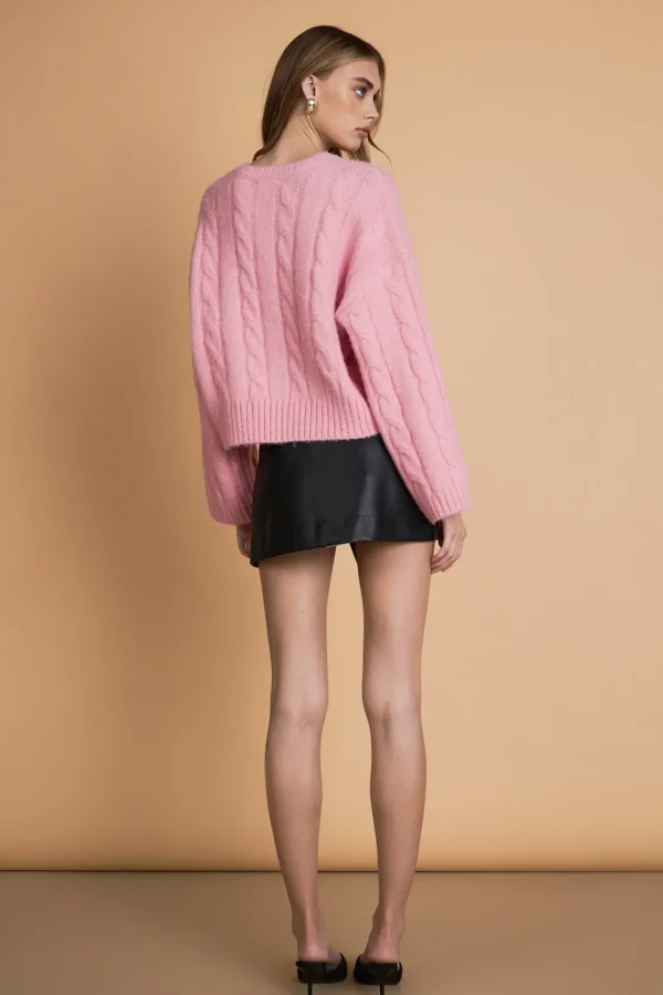 ENDLESS ROSE Sweaters & Knits | Tops*- Cable Knit Cropped Sweater PINK