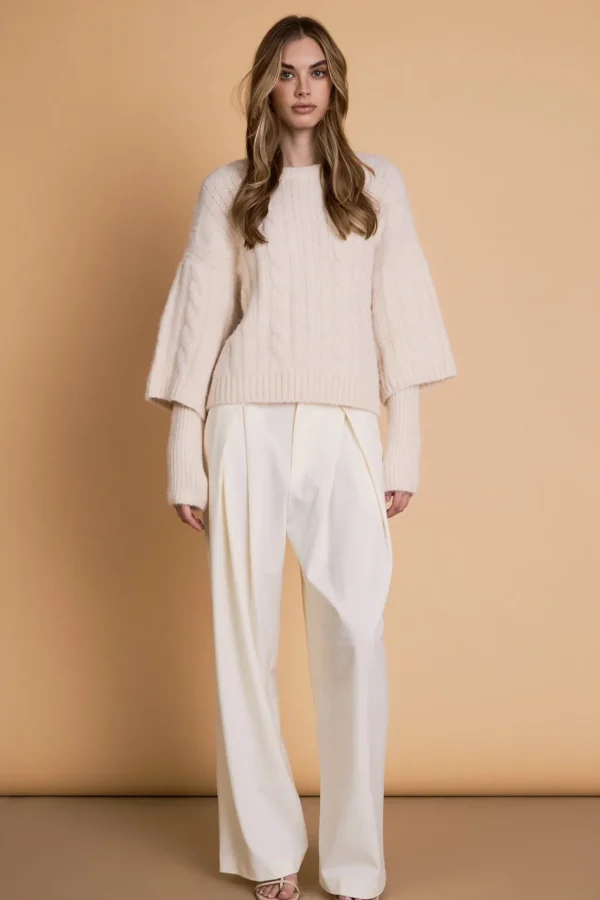 ENDLESS ROSE Sweaters & Knits | Tops*- Cable Twofer Sweater CREAM