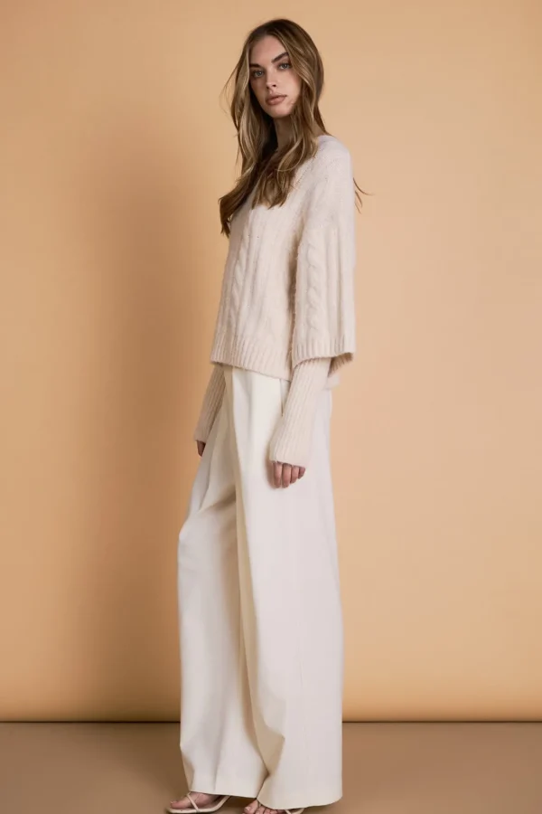ENDLESS ROSE Sweaters & Knits | Tops*- Cable Twofer Sweater CREAM