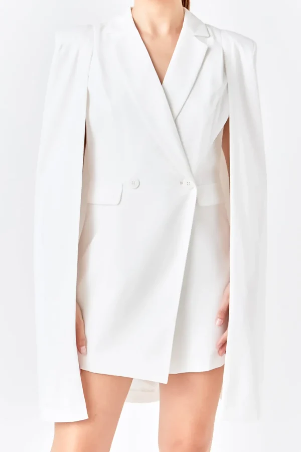 ENDLESS ROSE Blazers | Tops*- Caped Blazer Romper WHITE
