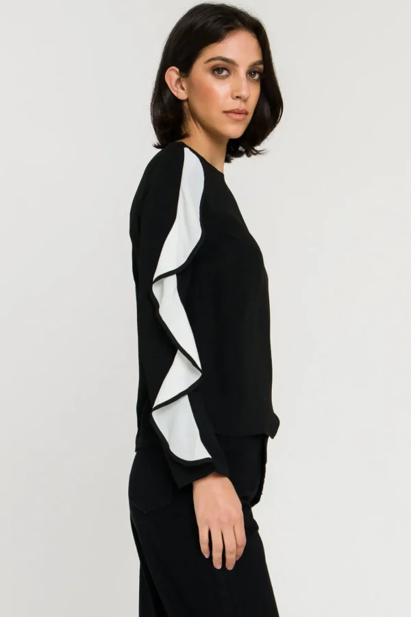 ENDLESS ROSE Shirts & Blouses | Tops*- Cascading Ruffle Blouse BLACK