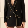 ENDLESS ROSE Jackets & Coats | Tops*- Chain Detail Tweed Jacket BLACK